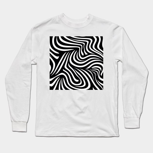 Hypnotic Black and White Swirls Long Sleeve T-Shirt by AbstractGuy